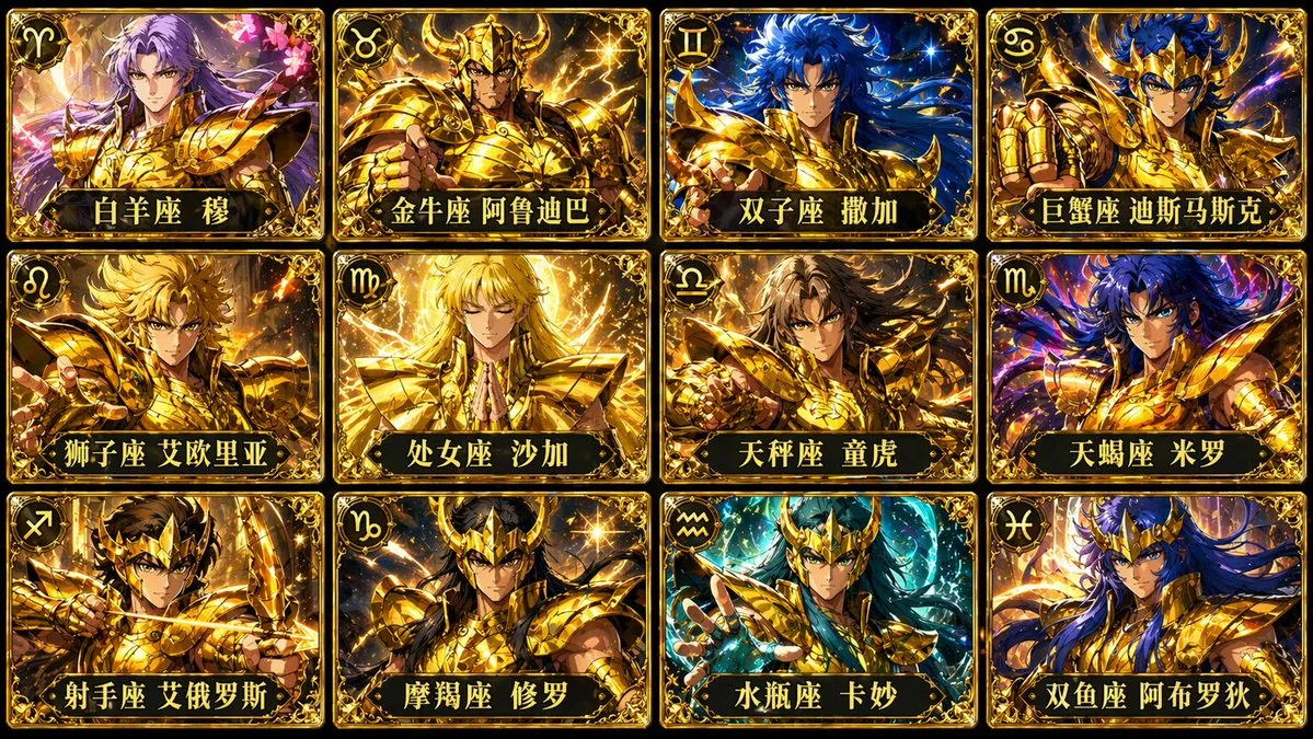 聖鬥士星矢黃金聖鬥士卡片網格