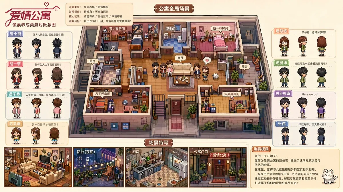 電視劇主題像素遊戲概念板