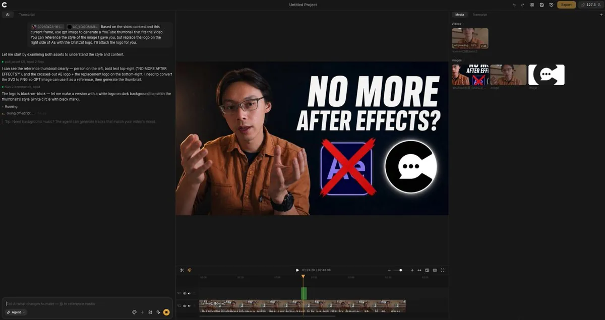 基於視頻內容和當前幀生成 YouTube 縮略圖…
