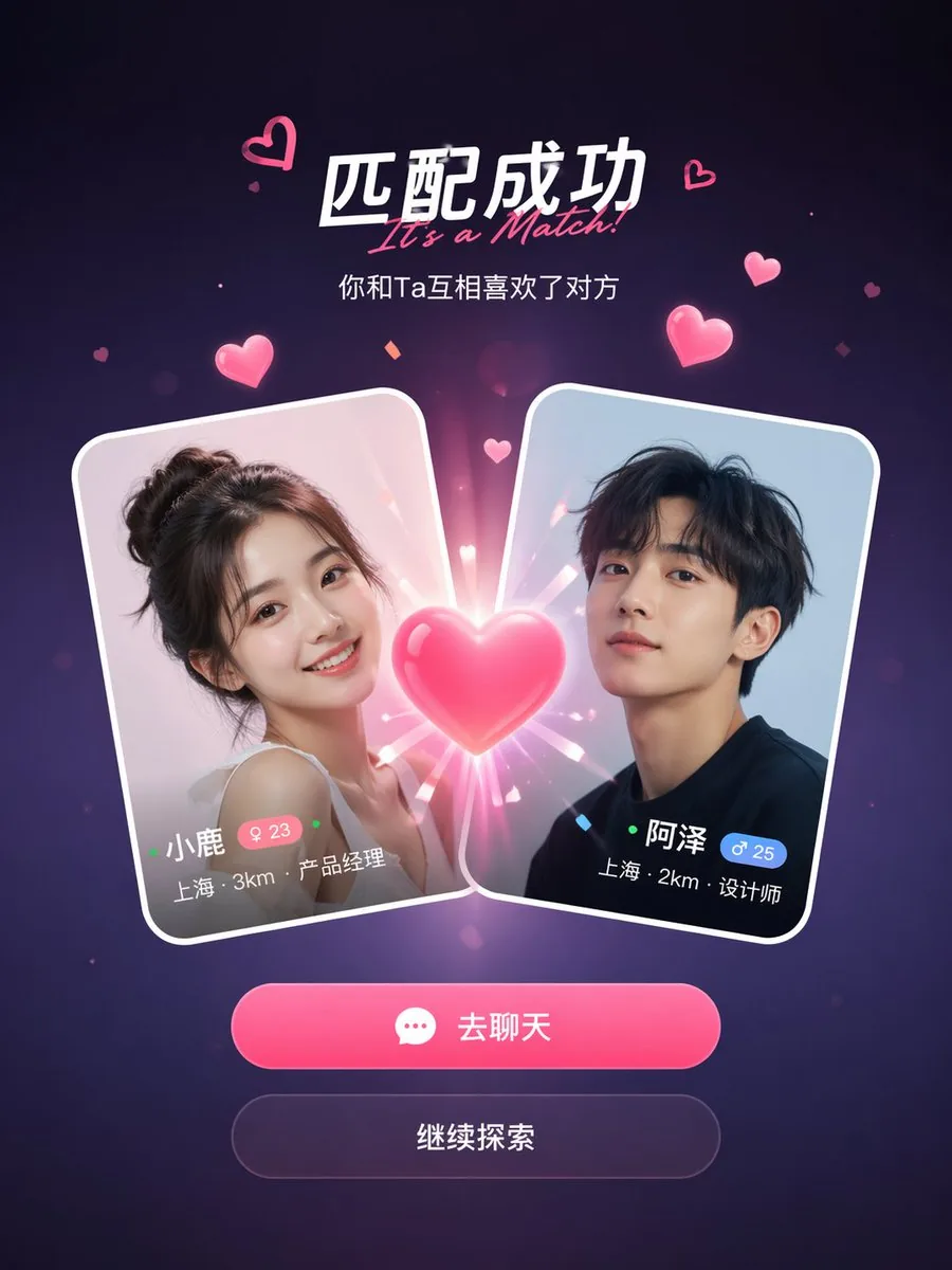 社交 App 匹配成功界面