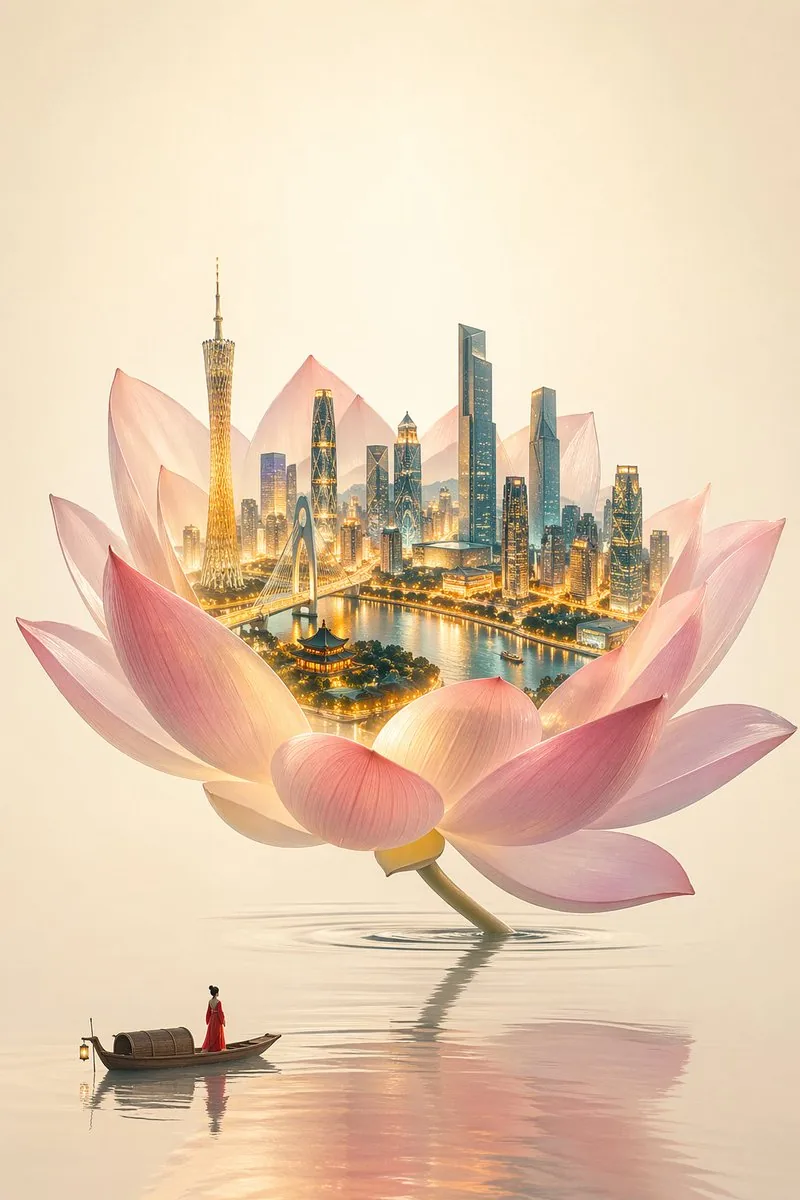 新中式極簡花卉插畫