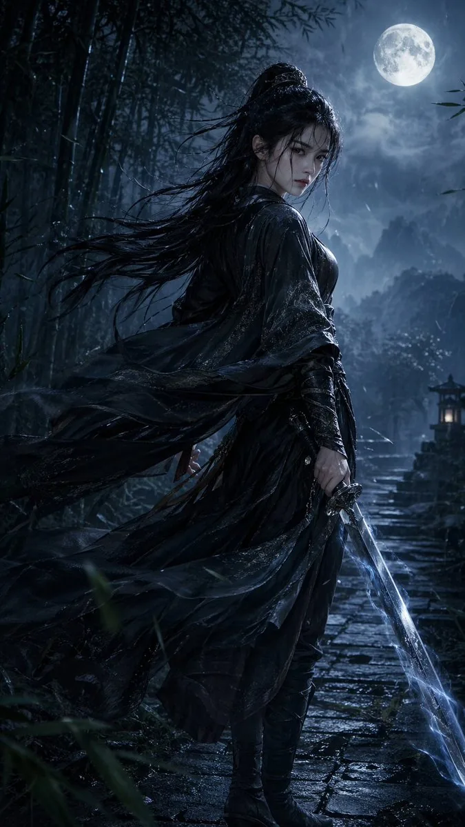 豎版武俠女俠人像