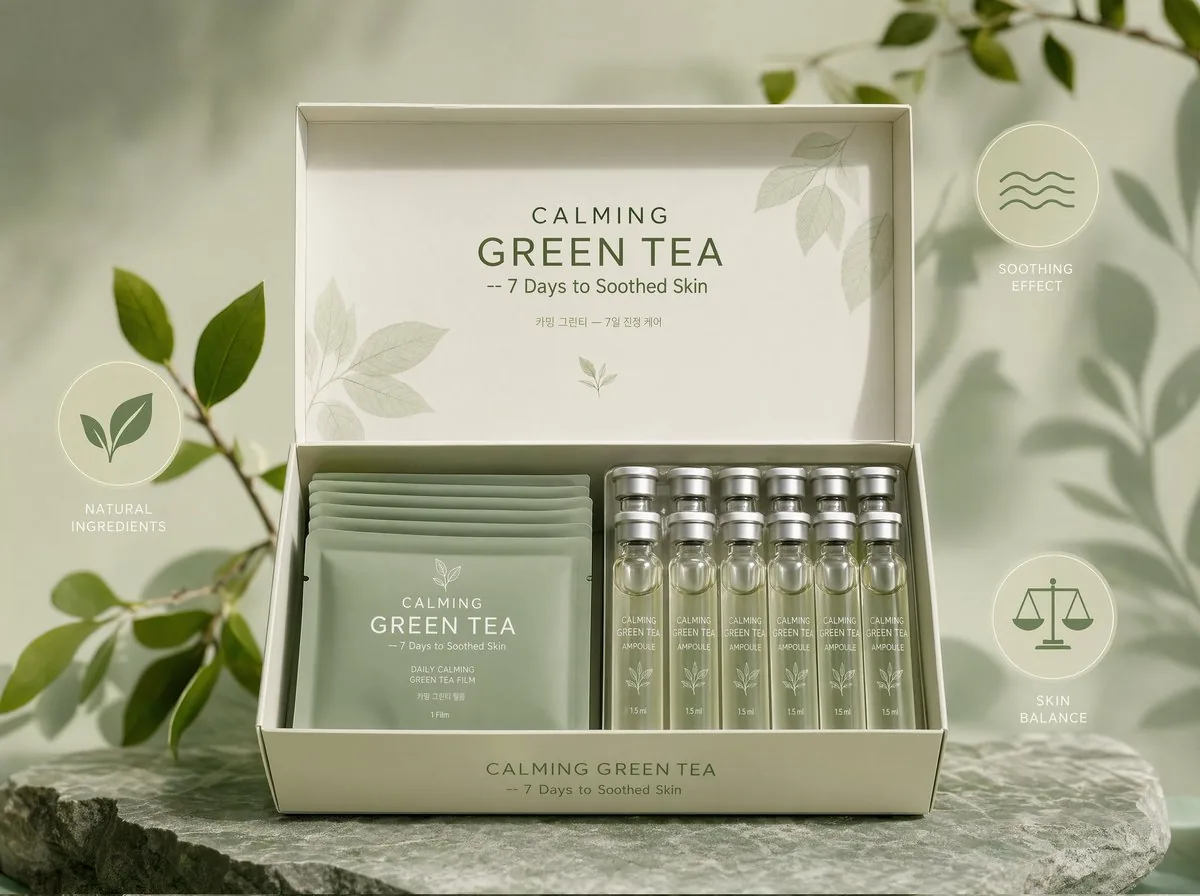 CALMING GREEN TEA 膠片套裝正面展示…