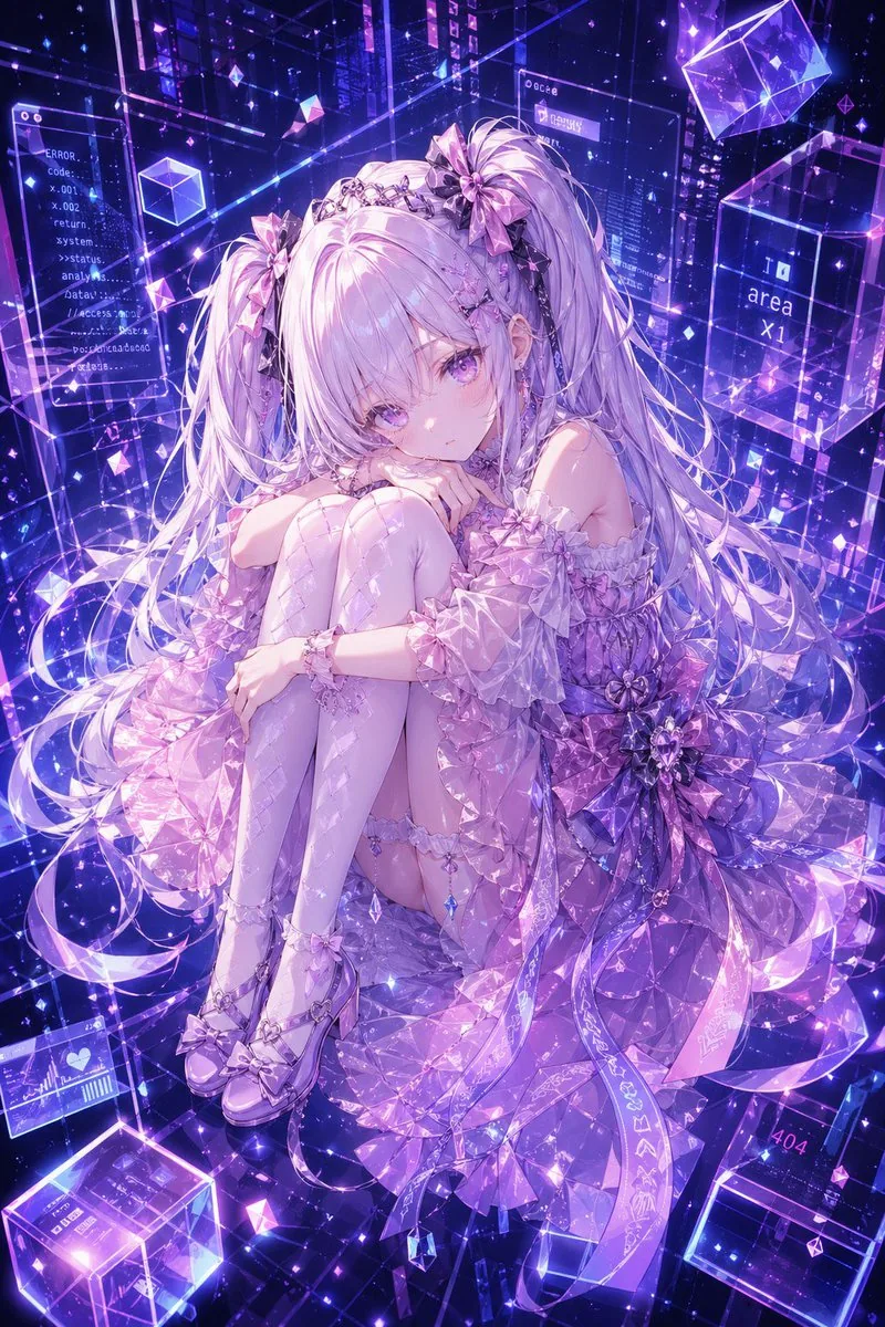 賽博水晶動漫少女人像