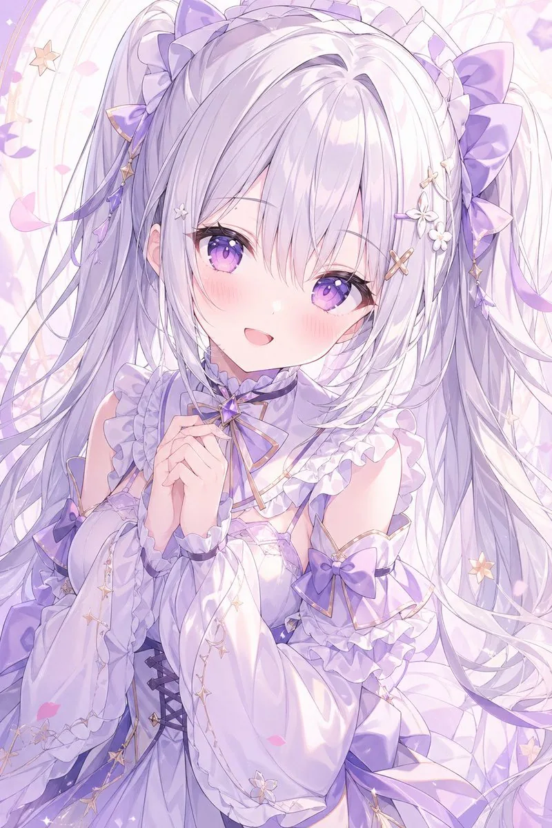 粉彩薰衣草動漫少女人像