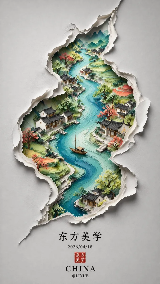 中式極簡 S 形海報