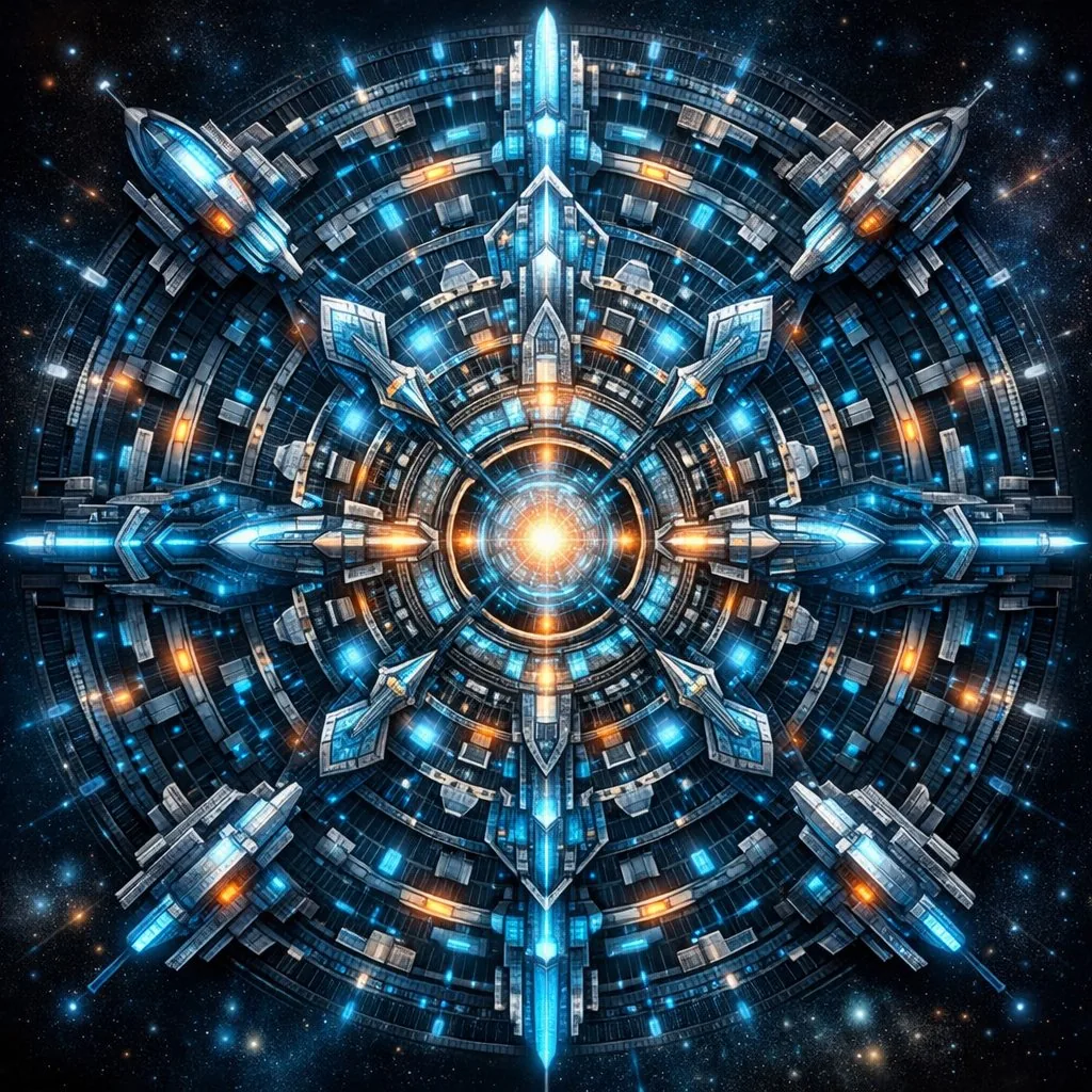 未來感曼陀羅插畫