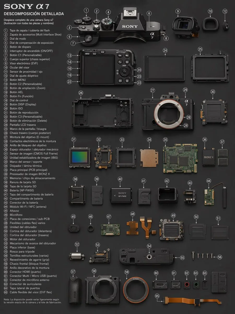 Sony A7 爆炸圖拆解提示詞