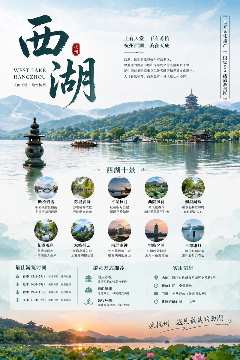 杭州西湖旅行海報