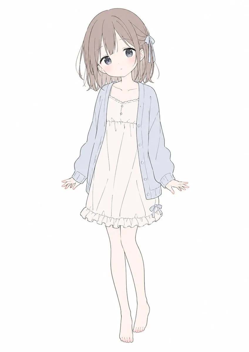 柔和粉彩動漫少女全身像